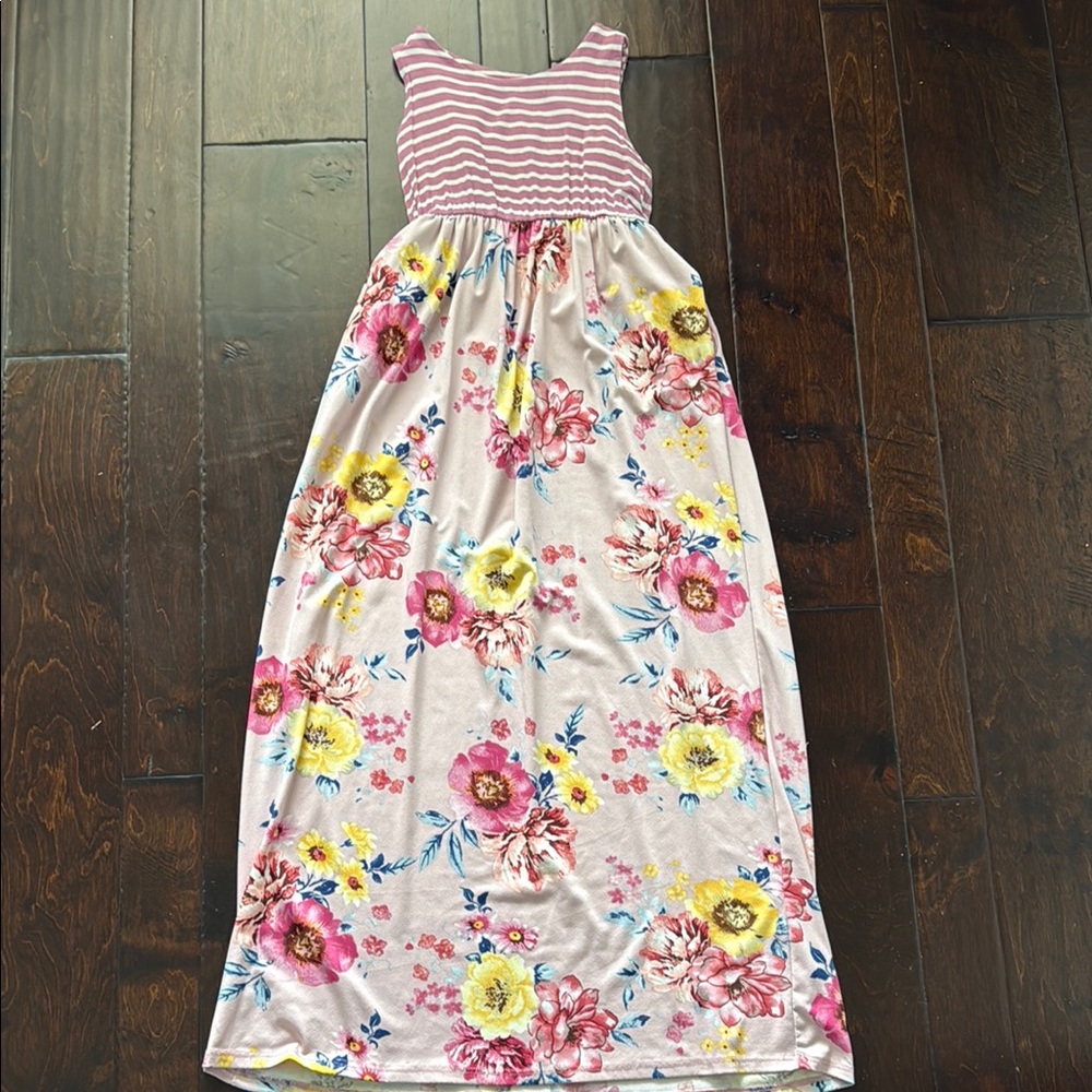 Floral Striped Kids Dress